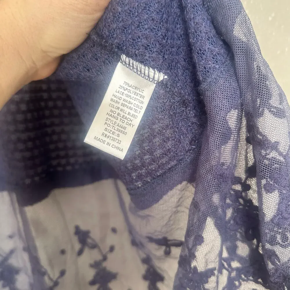 Umgee blue boho cardigan with lace bottom size small